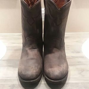 Like New Rebel Men Leather y2k Black Casual Cowboy Work Boots size 9.5